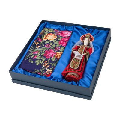 Набор Евдокия: кукла в народном костюме, платок, синий-0