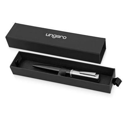 Ручка шариковая Ungaro модель Ovieto в футляре, черный/серебристый-5