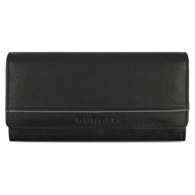 Кошелёк женский BUGATTI Banda, с защитой данных RFID, чёрный, кожа/полиэстер, 18,5х2,5х9,5 см-1