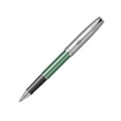 Ручка-роллер Parker Sonnet Essentials Green SB Steel CT, цвет чернил black, перо: F, в подарочной упаковке.-0