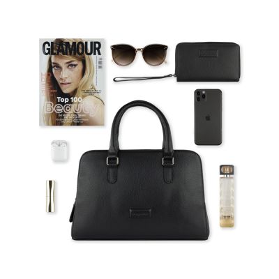 Сумка женская BUGATTI Elsa, чёрная, воловья кожа/полиэстер, 32х13х22 см-10