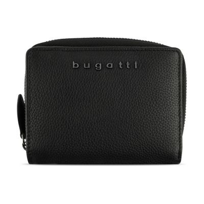 Кошелёк женский BUGATTI Bella, с RFID защитой, чёрный, воловья кожа/полиэстер, 12х2,5х9,5 см-1