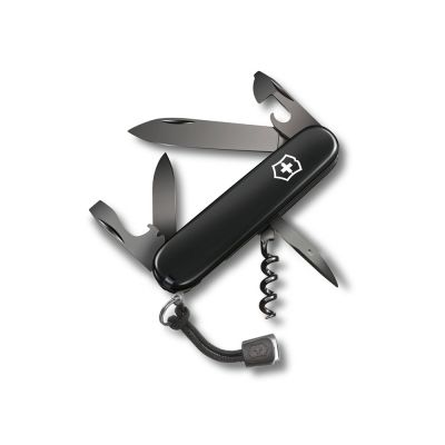 Нож перочинный VICTORINOX Spartan Onyx Black, 91 мм, 12 функций, чёрный, со шнурком в комплекте-0