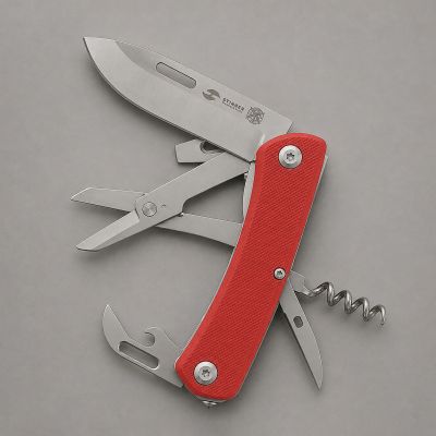 Нож перочинный Stinger, 101 мм, 10 функций, материал рукояти: стеклотекстолит G10 (красный), в картонной коробке-0