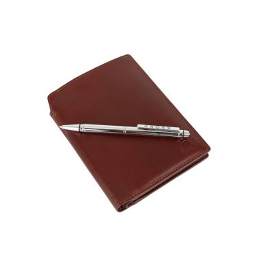 Бумажник для документов Cross Vachetta New Brandy, с ручкой Cross, кожа наппа, гладкая, коричневый-1