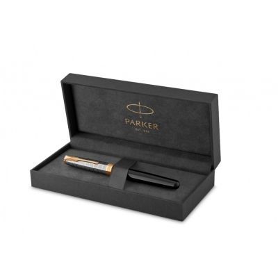 Перьевая ручка Parker Sonnet Premium Refresh BLACK GT, перо 18K, перо: F, цвет чернил black, в подарочной упаковке-1