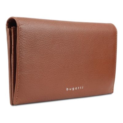 Кошелёк женский BUGATTI Lady Top, коньячный, натуральная воловья кожа, 19,5х2х10 см-0
