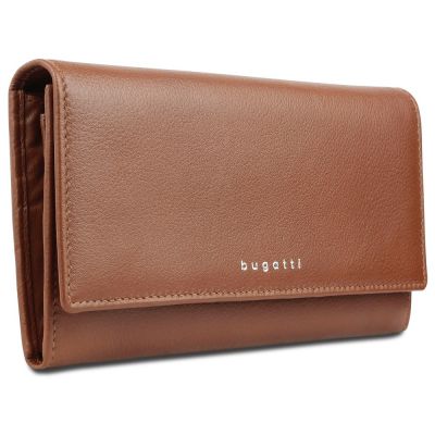 Кошелёк женский BUGATTI Lady Top, коньячный, натуральная воловья кожа, 20х2,5х10,5 см-0