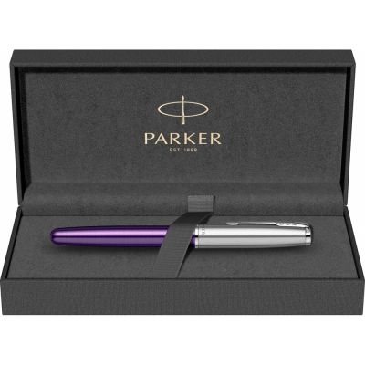 Ручка-роллер Parker Sonnet Essentials Violet SB Steel CT, цвет чернил black, перо: F, в подарочной упаковке.-9