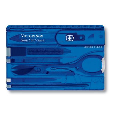 Швейцарская карточка VICTORINOX SwissCard Classic, 10 функций, полупрозрачная синяя-1