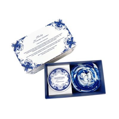 Набор: платок Гжель и свеча Птица счастья-0