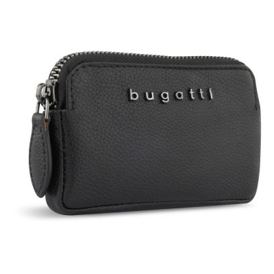 Ключница BUGATTI Bella, чёрная, воловья кожа/полиэстер, 12х1,5х7 см-0