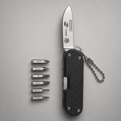 Нож перочинный Stinger, 73 мм, 8 функций, материал рукояти фиброволокно, нейлон (черный), в картонной коробке-0