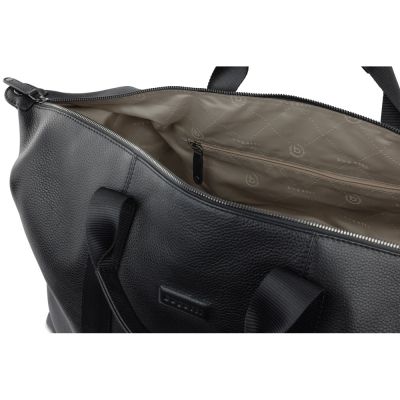 Сумка дорожная BUGATTI Elsa, чёрная, воловья кожа/полиэстер, 47х22х24 см-5