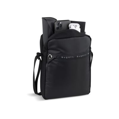 Сумка наплечная BUGATTI Blanc Delight, чёрная, нейлон RPET600D/тарпаулин/полиэстер, 20х6х26 см, 2 л-4