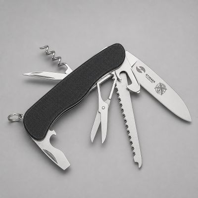 Нож перочинный Stinger, 111 мм, 10 функций, материал рукояти стеклотекстолит G10 (черный), в картонной коробке-0