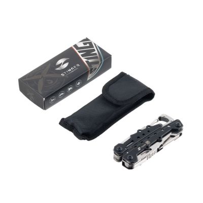 Мультитул Stinger, 105x40 мм, 12 функций, сталь, чёрно-серебристый, в комплекте нейлоновый чехол-5