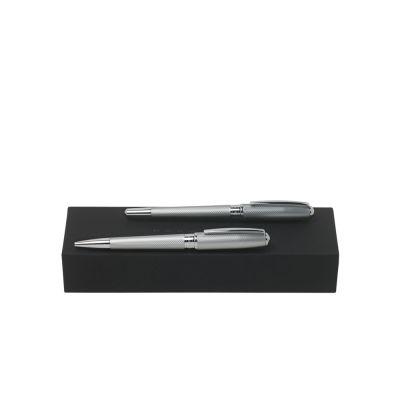 Подарочный набор: ручка перьевая, ручка шариковая. Hugo Boss, серебристый-0