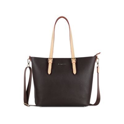Сумка-шоппер BUGATTI Ella, тёмно-коричневая, полиуретан, 47,5х12х32 см-1