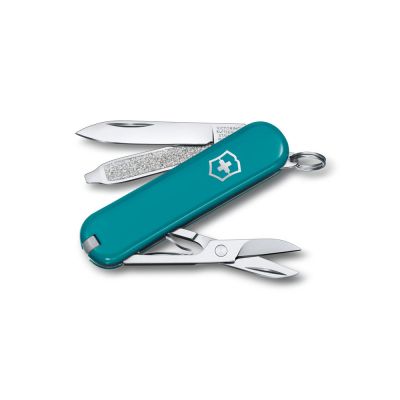 Нож-брелок VICTORINOX Classic SD Colors Mountain Lake, 58 мм, 7 функций, тёмно-бирюзовый-0