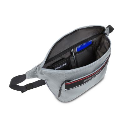 Сумка на пояс SWISSGEAR, светло-серая, полиэстер с плетением рип-стоп, 38 x 5 x 15 см-3