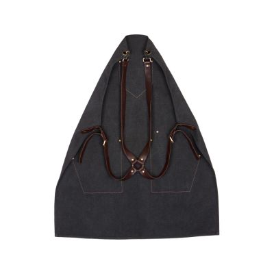 Фартук из канваса с ремнями из натуральной кожи, материал: канвас смесовый, плотность 450 гр/м, натуральная кожа КРС, цвет черный, коричневый темный-6