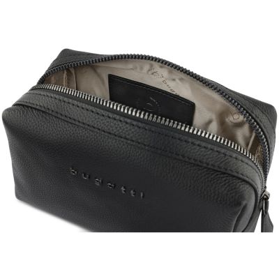 Косметичка BUGATTI Bella, чёрная, воловья кожа/полиэстер, 19х8,5х11 см-5