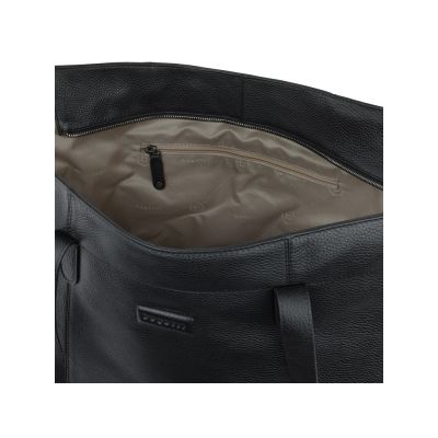 Сумка дорожная женская BUGATTI Elsa, чёрная, воловья кожа/полиэстер, 57х15х37 см-4