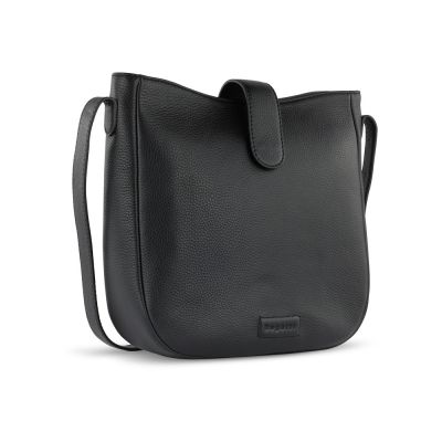 Сумка женская BUGATTI Elsa, чёрная, воловья кожа/полиэстер, 29х8х27 см-0