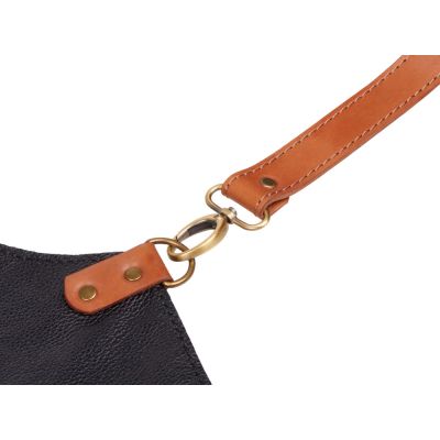 Набор: фартук из натуральной кожи в тубусе, черный с рыжими ремнями-3