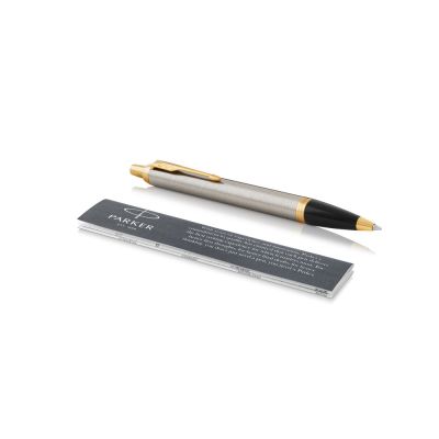 Ручка шариковая Parker IM Core Brushed Metal GT, серебристый/золотистый-1