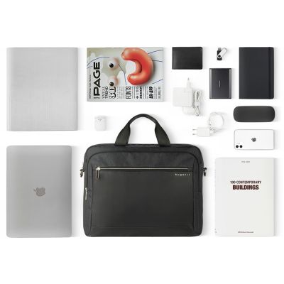 Портфель мужской BUGATTI Sera, антрацитовый, полиэстер, 40х11х34 см-5