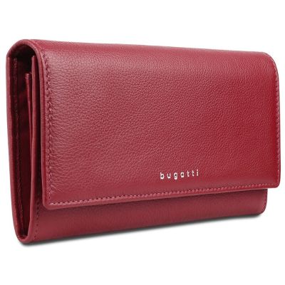 Кошелёк женский BUGATTI Lady Top, красный, натуральная воловья кожа, 20х2,5х10,5 см-0