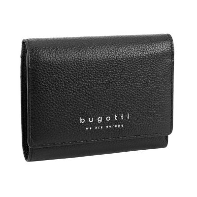 Кошелёк женский BUGATTI Linda, чёрный, натуральная воловья кожа, 12х3х9,5 см-0