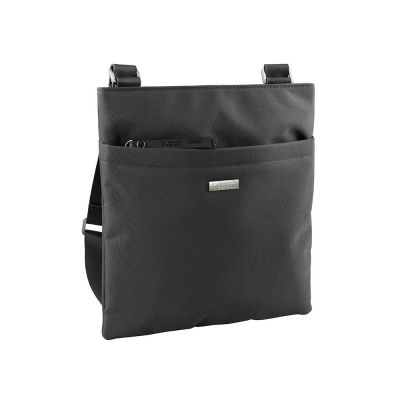 Сумка наплечная тонкая BUGATTI Contratempo, чёрная, нейлон, 23х2х25 см, 0,50 л-0