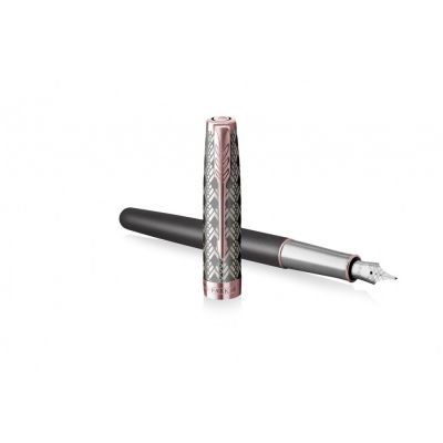 Перьевая ручка Parker Sonnet Premium  GREY GT, перо 18K, перо: F, цвет чернил black, в подарочной упаковке-3