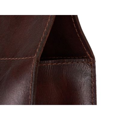 Набор: фартук из натуральной кожи в тубусе, черный с рыжими ремнями-10