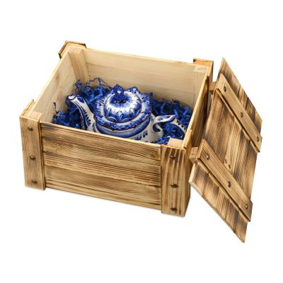 Набор Гжель: кукла на чайник, чайник заварной с росписью-3