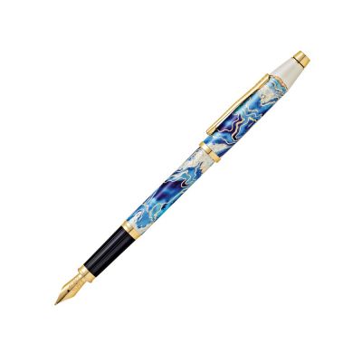 Перьевая ручка Cross Wanderlust Malta, перо тонкое F, белый, синий-0