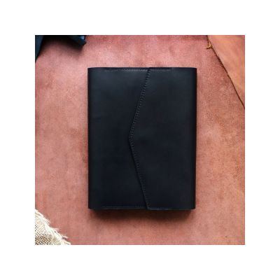 Блокнот кожаный А5 на кольцах, черный-1
