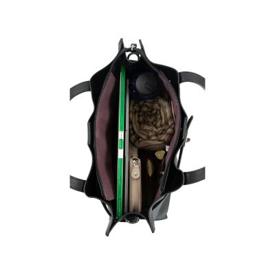 Сумка наплечная женская BUGATTI Chiara, чёрная, полиуретан, 37,5х15х28 см-4