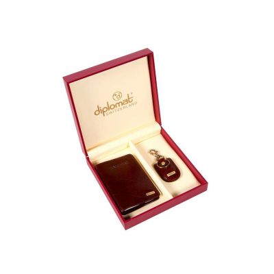 Набор Diplomat: обложка для паспорта, брелок, коричневый-0