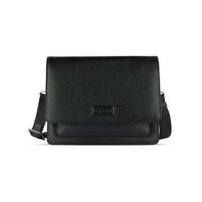 Сумка через плечо женская BUGATTI Elsa, чёрная, воловья кожа/полиэстер, 25х8,5х20 см-1