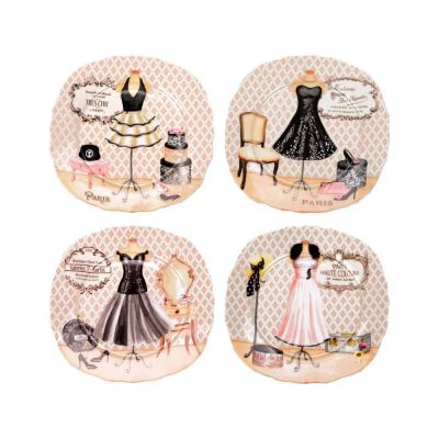 Набор из четырех десертных тарелок Высокая мода-0