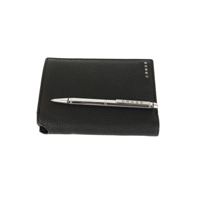 Бумажник для документов Cross Nueva Management Black, с ручкой Cross, кожа наппа, фактурная, черный-1
