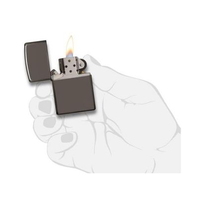 Зажигалка ZIPPO Classic с покрытием Black Ice, латунь/сталь, чёрная, глянцевая, 38x13x57 мм-4