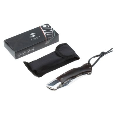 Нож складной Stinger, 92 мм, (серебристый), материал рукояти: сталь/дерево (серебристо-коричневый)-4