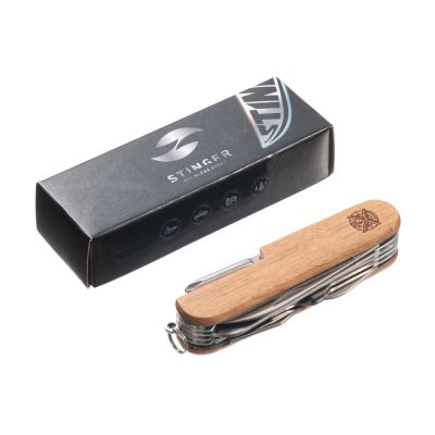 Нож перочинный Stinger, 89 мм, 15 функций, материал рукояти: древесина сапеле-5