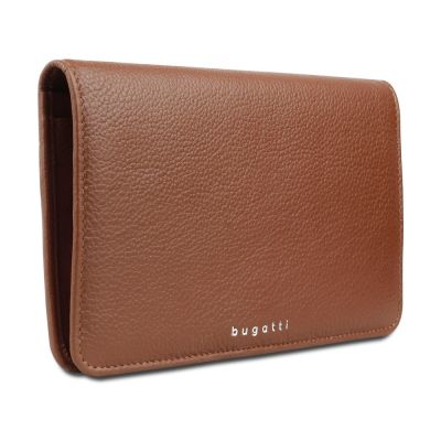 Кошелёк женский BUGATTI Lady Top, коньячный, натуральная воловья кожа, 19,5х2х11,2 см-0