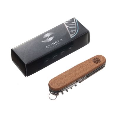 Нож перочинный Stinger, 90 мм, 10 функций, материал рукояти: древесина сапеле-5